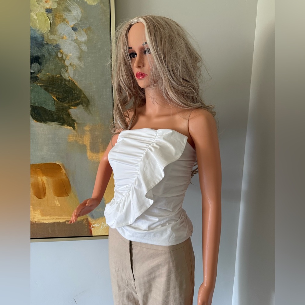 New Never Worn White Gorgeous Ruffle Bustier